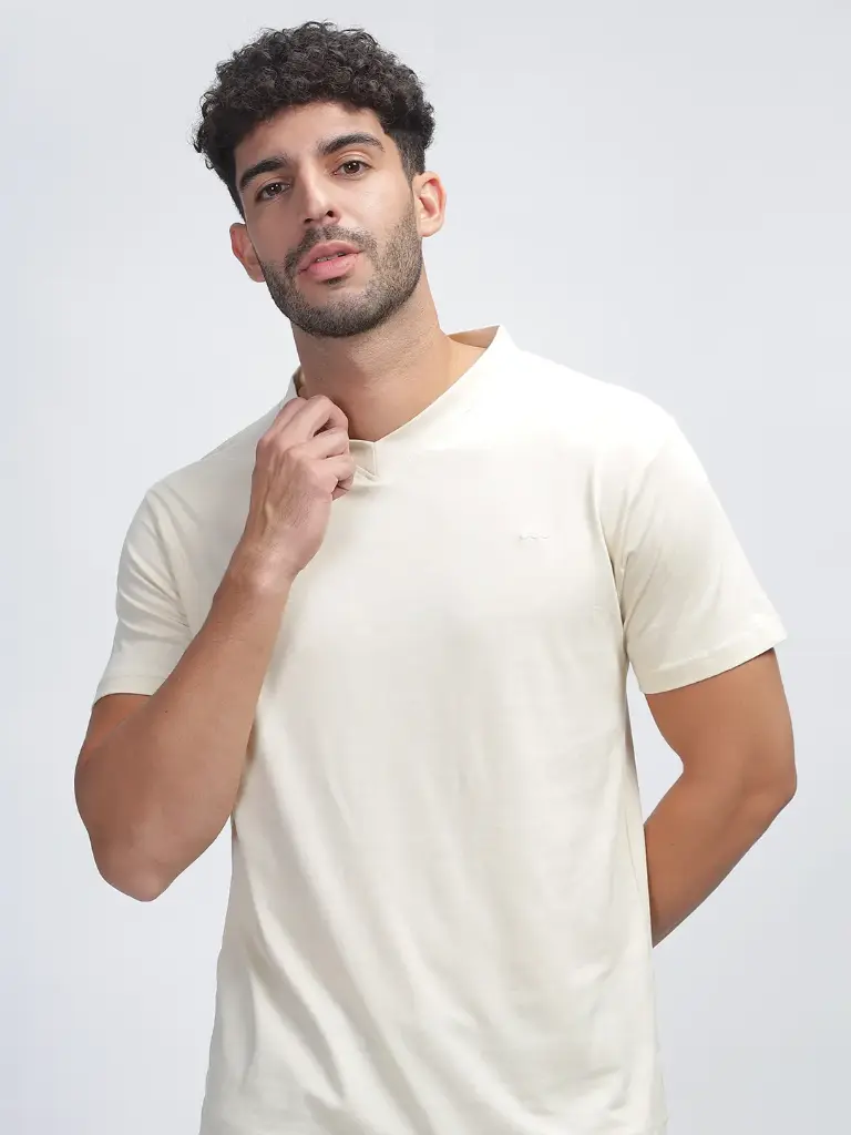 100% Pure Supima Cotton V Neck - Beach (Beige)
