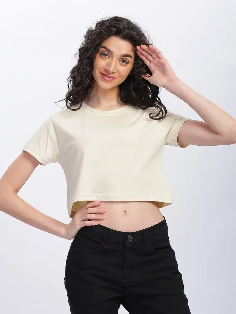 100% Pure Supima Cotton Super Crop Top - Beach (Beige) (W)