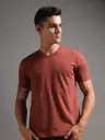 100% Pure Supima Cotton V Neck - Rust (Deep Maroon)