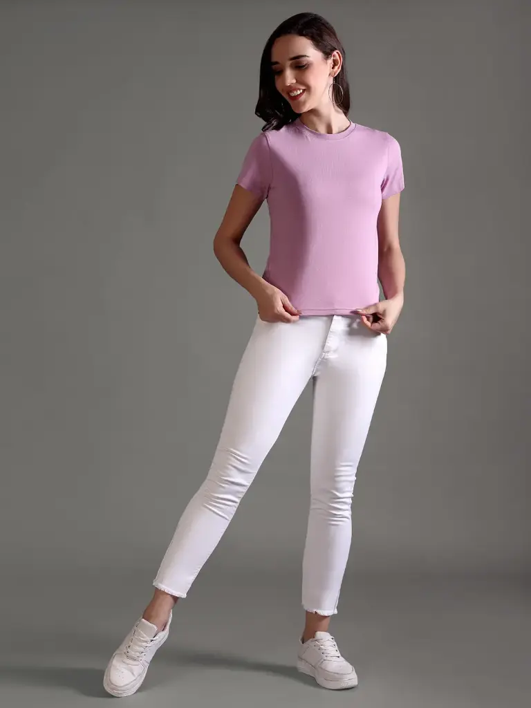 [W-CT-HS-BH-S-101] 100% Pure Supima Cotton Crop Top - Blush (W) (S)