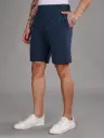 Ribbed Cotton Shorts with Zip Pocket - Navy Blue