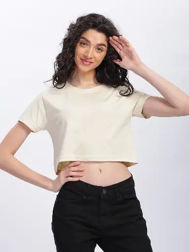 100% Pure Supima Cotton Super Crop Top - Beach (Beige) (W)