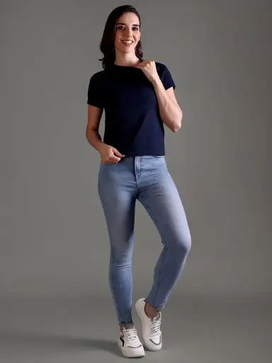 100% Pure Supima Cotton Crop Top - Night Fall (Navy) (W)
